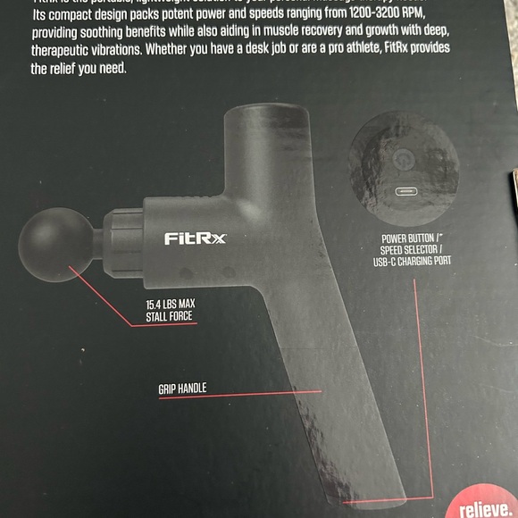 FitRx Black Muscle Massage Gun - Picture 9 of 9